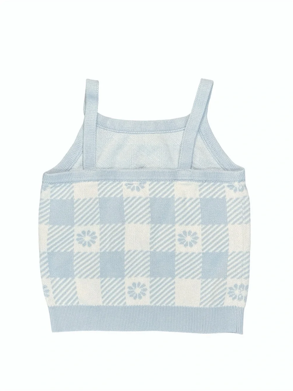 Old Navy | Light Blue and White Plaid Knit Sweater Tank Top, Girls Medium (8)
